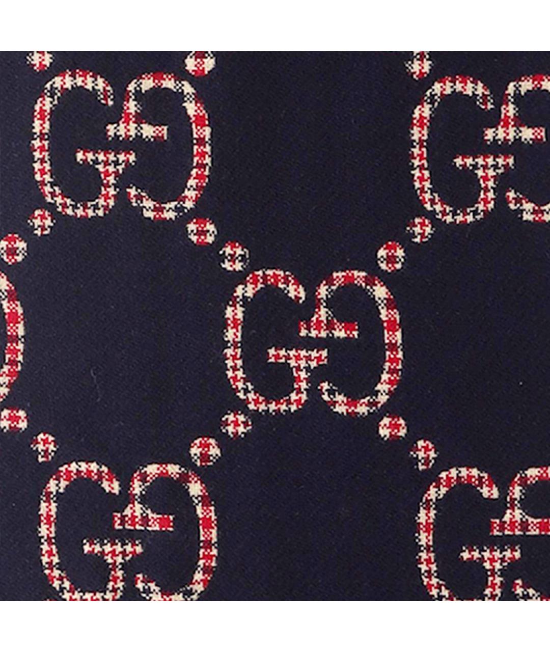 GUCCI Темно-синий шерстяной шарф, фото 4