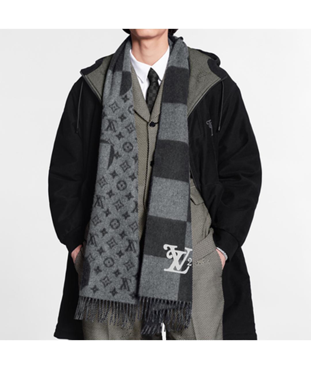 LOUIS VUITTON Черный шарф, фото 3