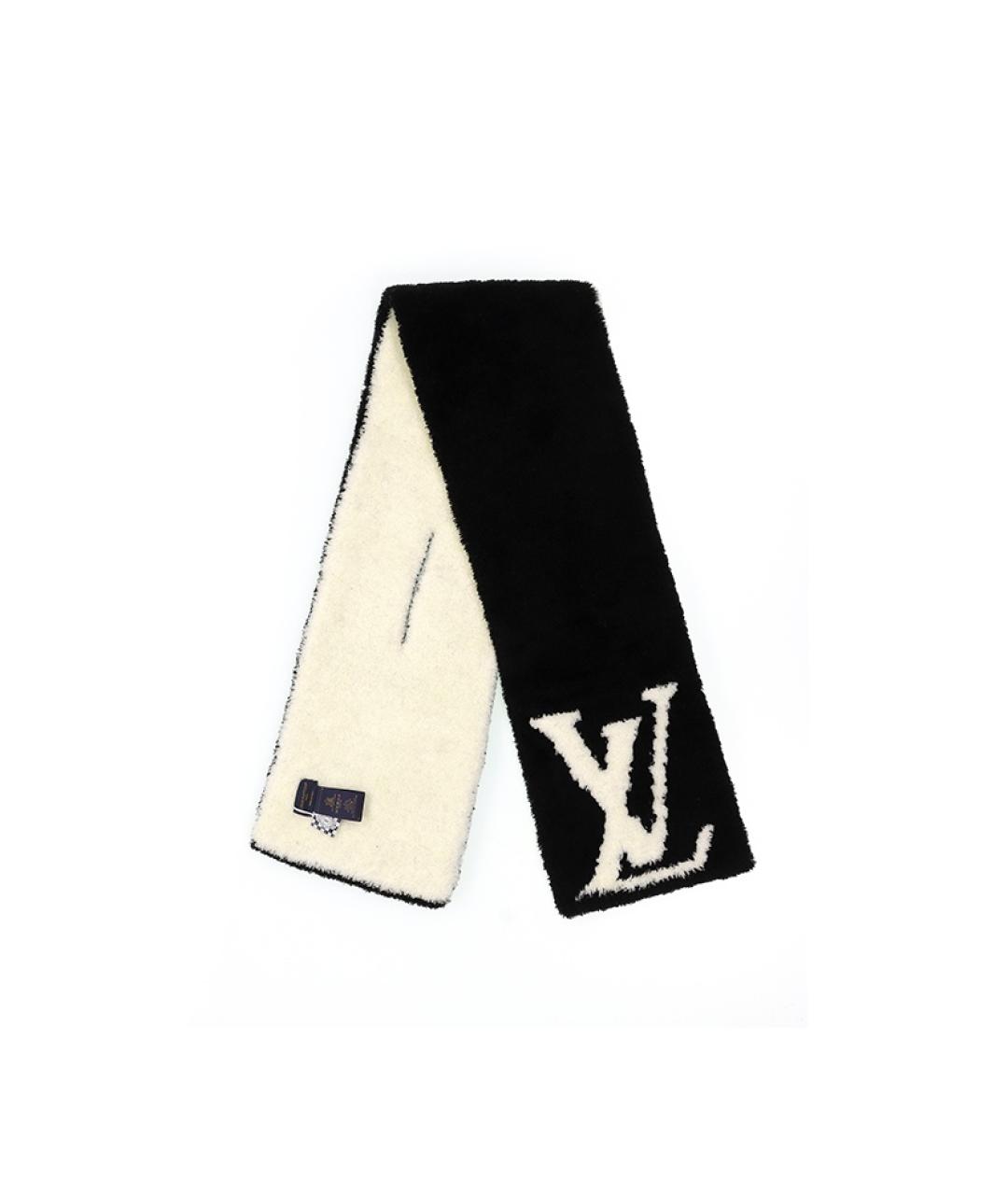 LOUIS VUITTON Черный шерстяной шарф, фото 3