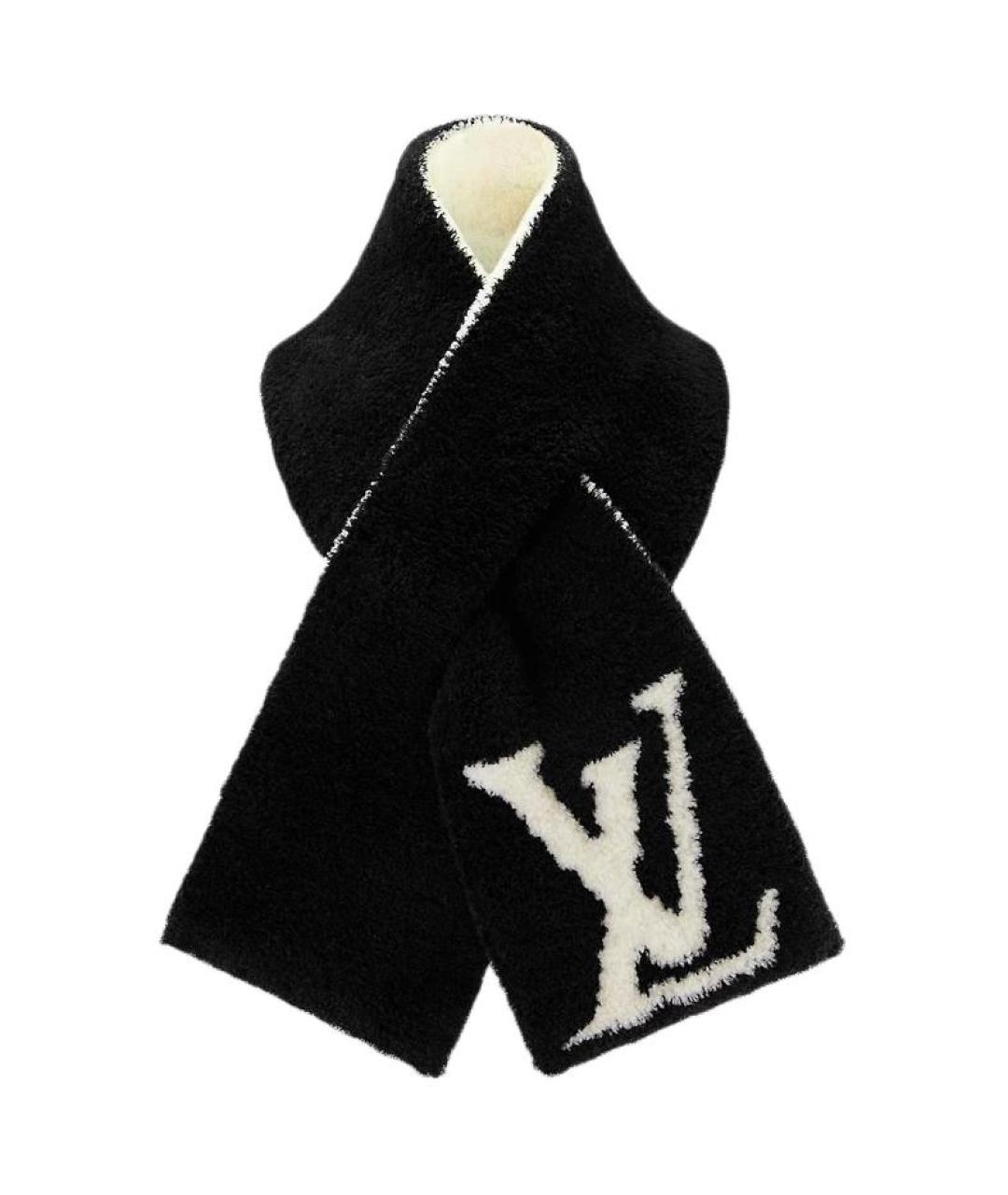 LOUIS VUITTON Черный шерстяной шарф, фото 1