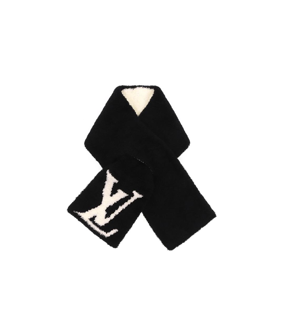 LOUIS VUITTON Черный шерстяной шарф, фото 5