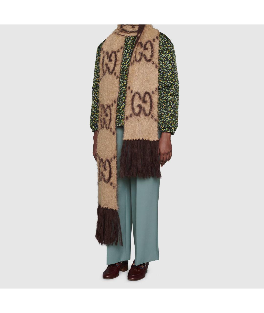 GUCCI Коричневый шарф, фото 3