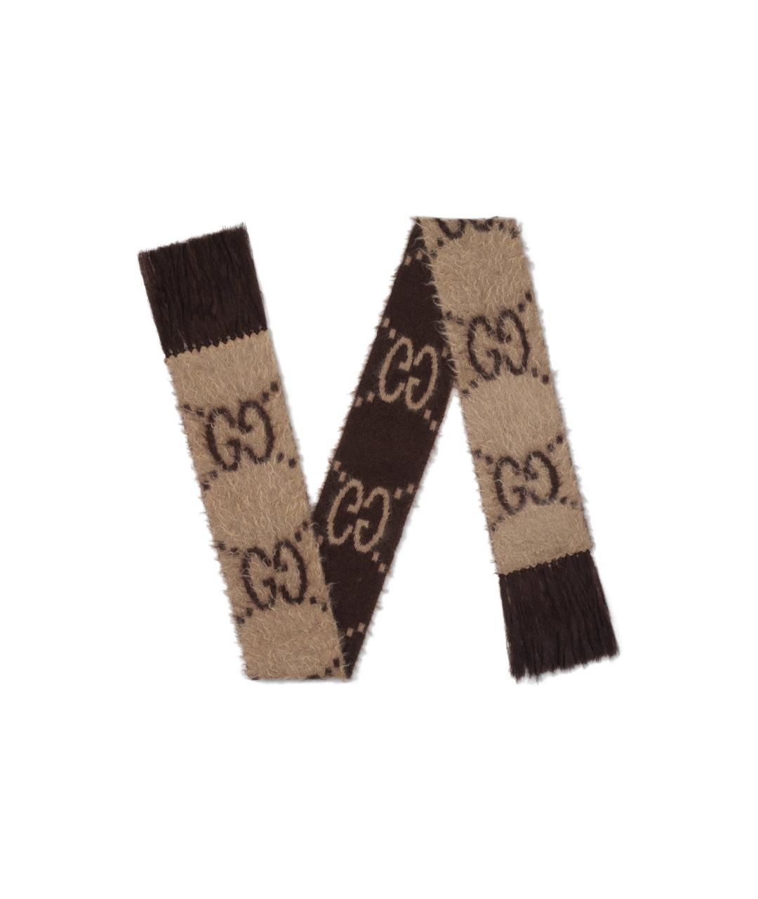 GUCCI Коричневый шарф, фото 2