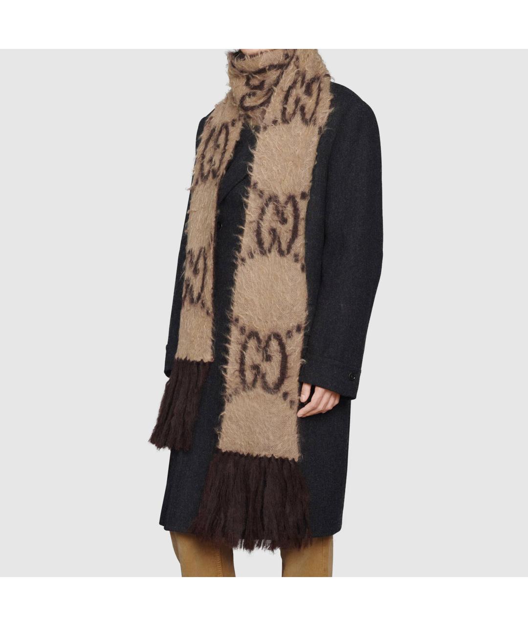 GUCCI Коричневый шарф, фото 4