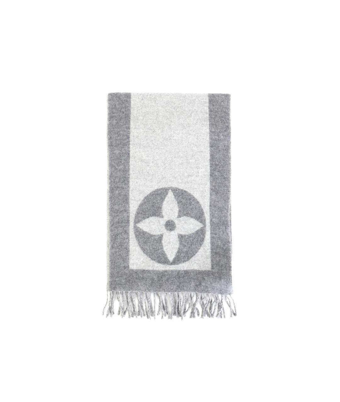 LOUIS VUITTON Серый шерстяной шарф, фото 2