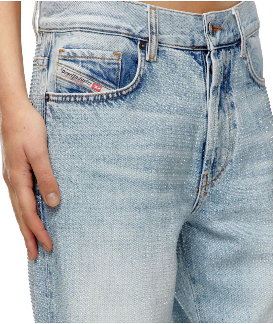 DIESEL Голубые хлопковые прямые джинсы, фото 4