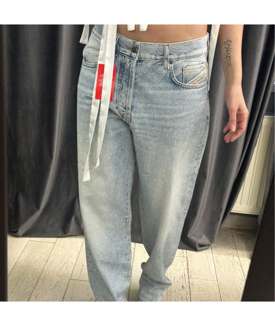 DIESEL Голубые хлопковые прямые джинсы, фото 8