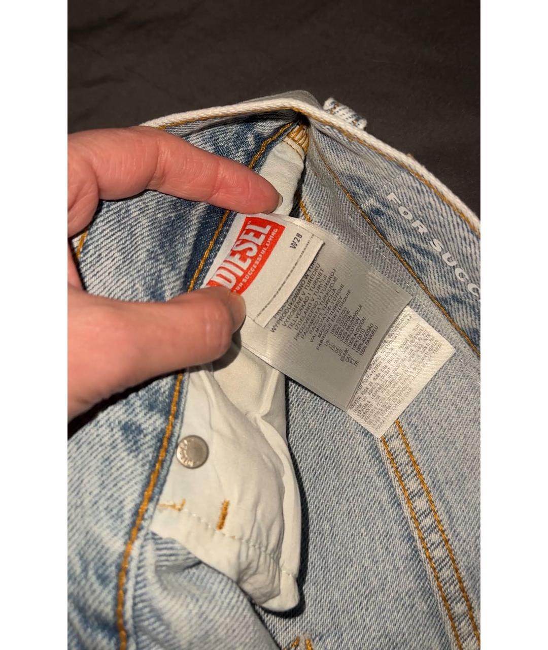 DIESEL Голубые хлопковые прямые джинсы, фото 3