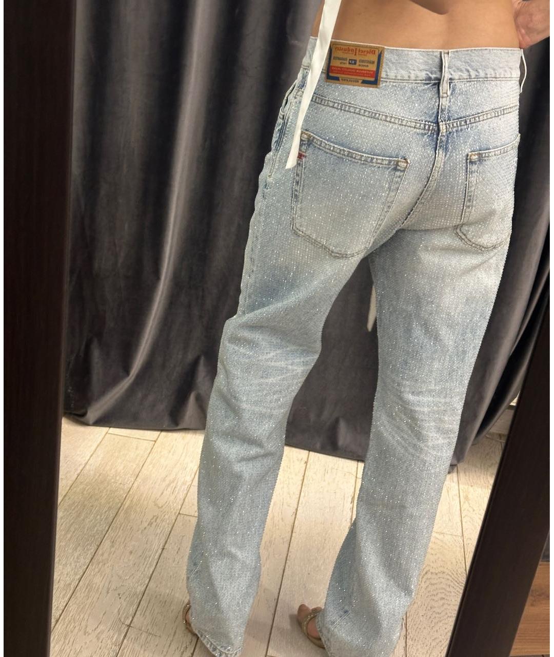 DIESEL Голубые хлопковые прямые джинсы, фото 6