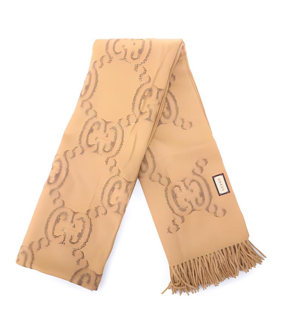 GUCCI Коричневый шарф, фото 3