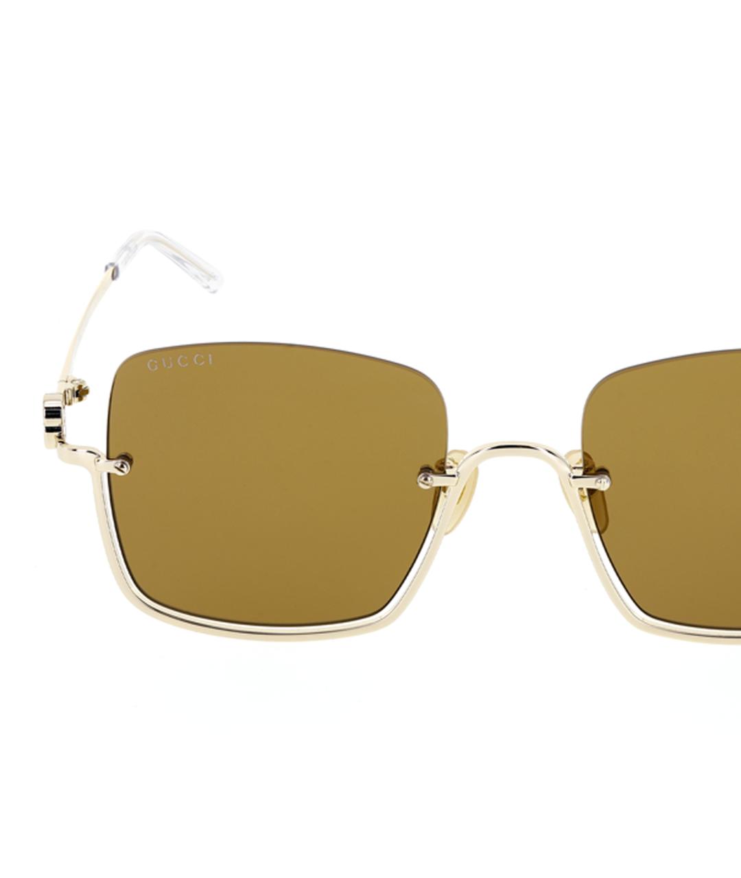 GUCCI Золотые металлические солнцезащитные очки, фото 4