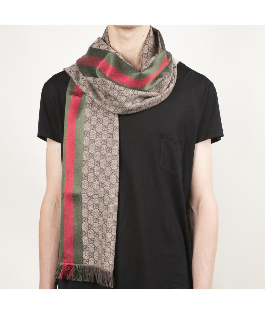 GUCCI Коричневый шарф, фото 5