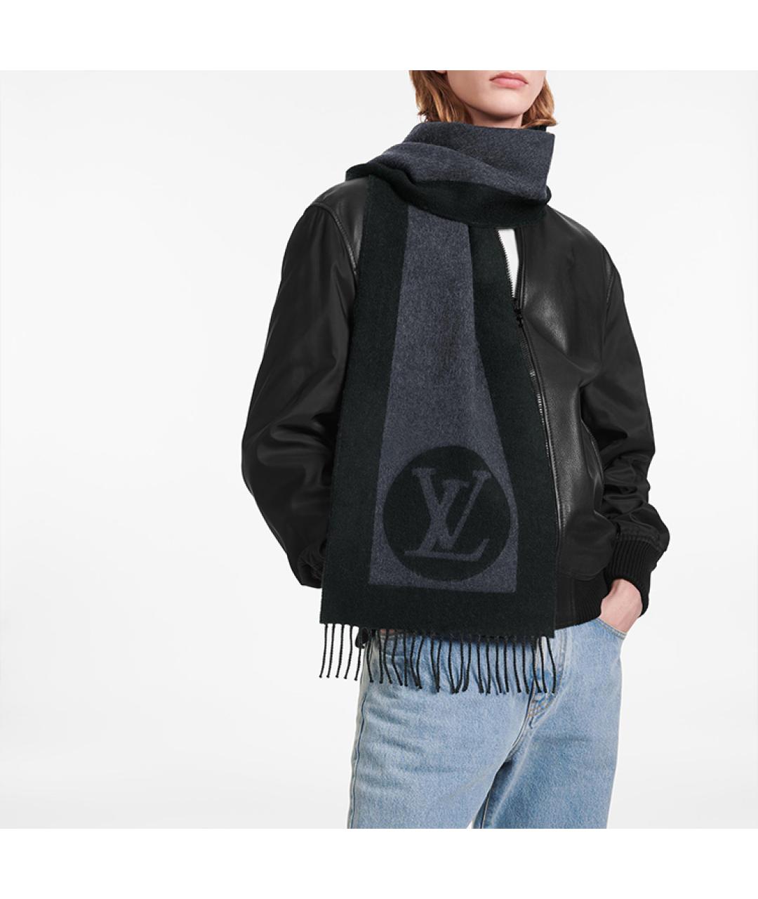 LOUIS VUITTON Черный шарф, фото 4