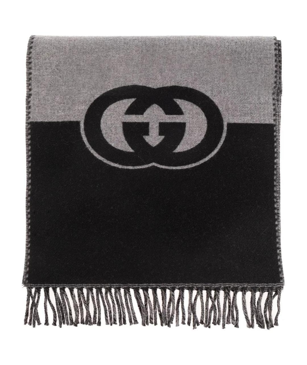 GUCCI Черный шарф, фото 3