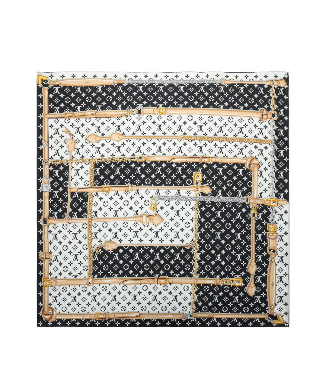 LOUIS VUITTON Черный шелковый шарф, фото 1