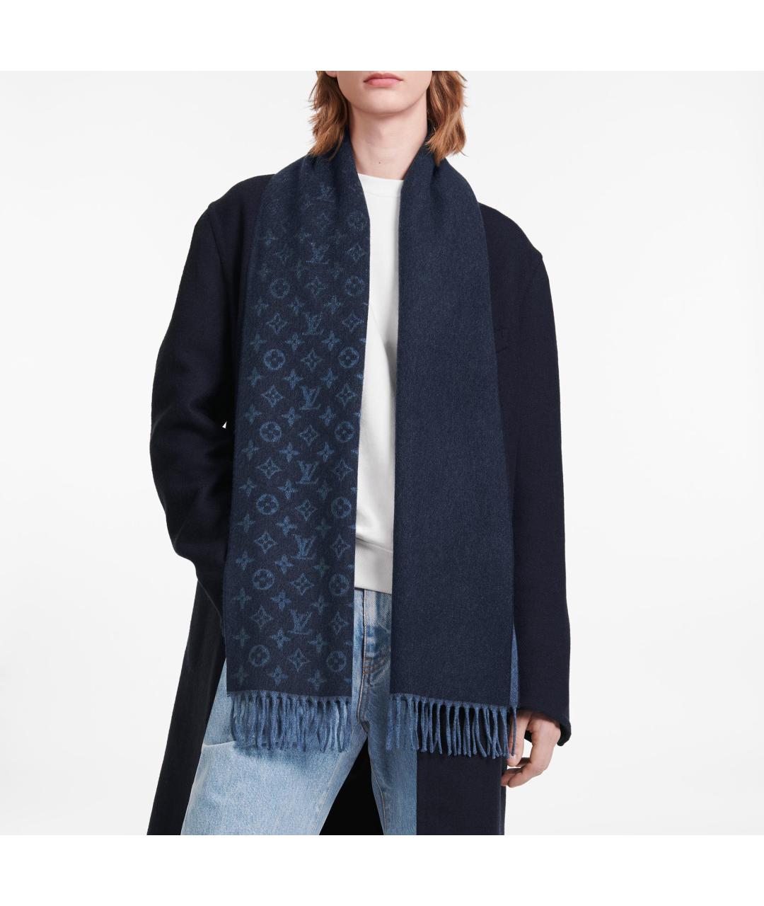 LOUIS VUITTON Синий шарф, фото 3