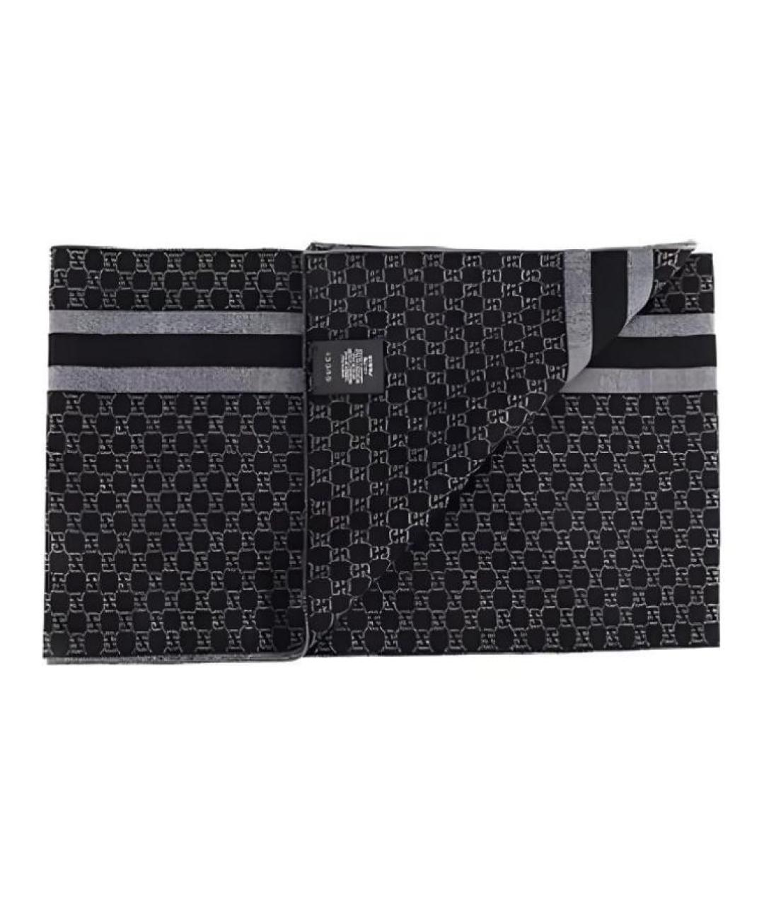 GUCCI Черный шерстяной шарф, фото 4