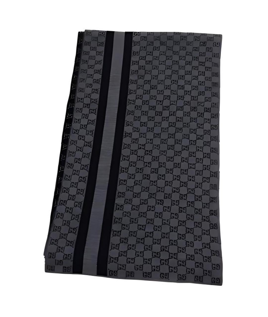 GUCCI Черный шерстяной шарф, фото 2