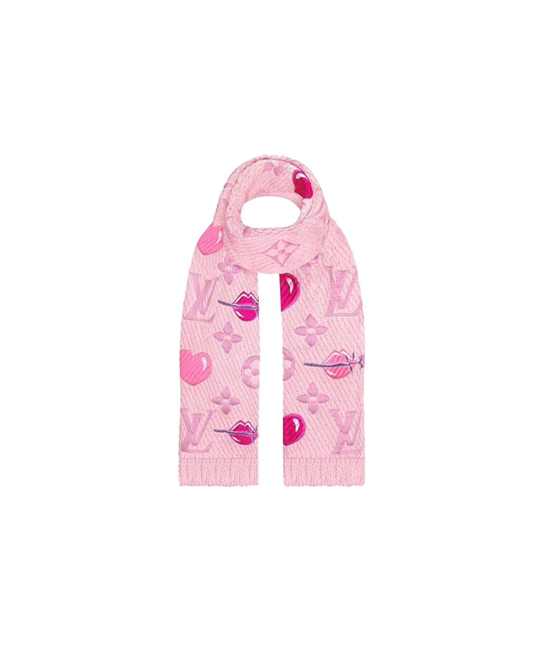 LOUIS VUITTON Розовый шарф, фото 3