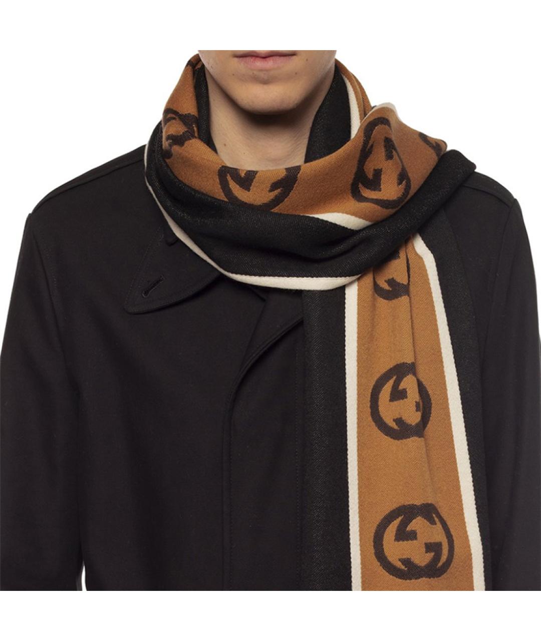 GUCCI Коричневый шарф, фото 2