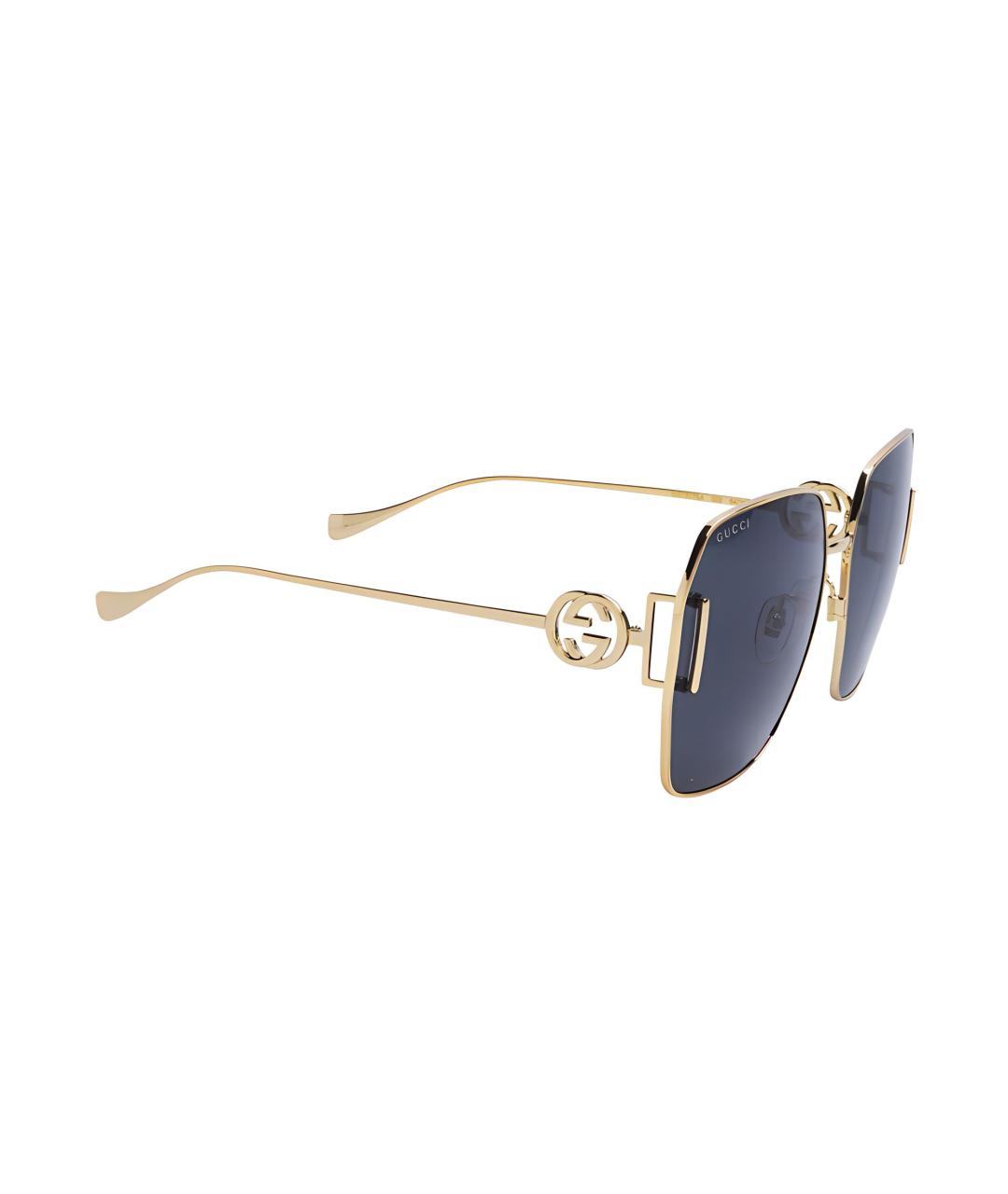 GUCCI Золотые металлические солнцезащитные очки, фото 3