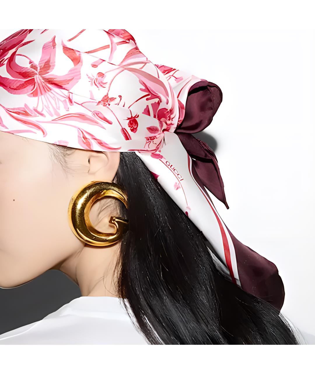 GUCCI Розовый шелковый шарф, фото 3