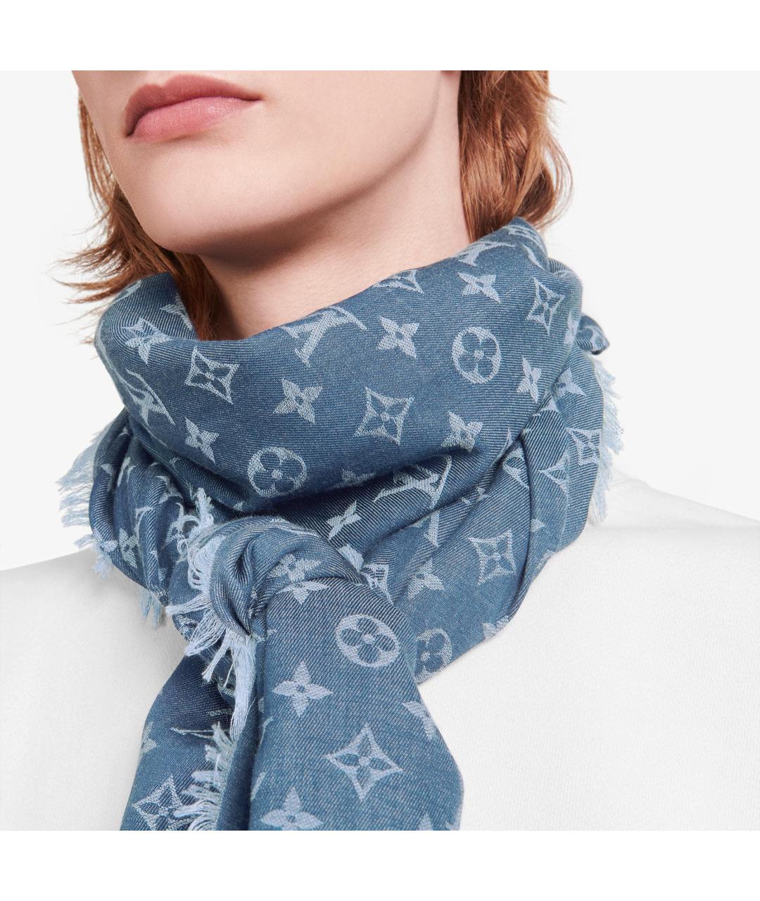 LOUIS VUITTON Синий шарф, фото 5