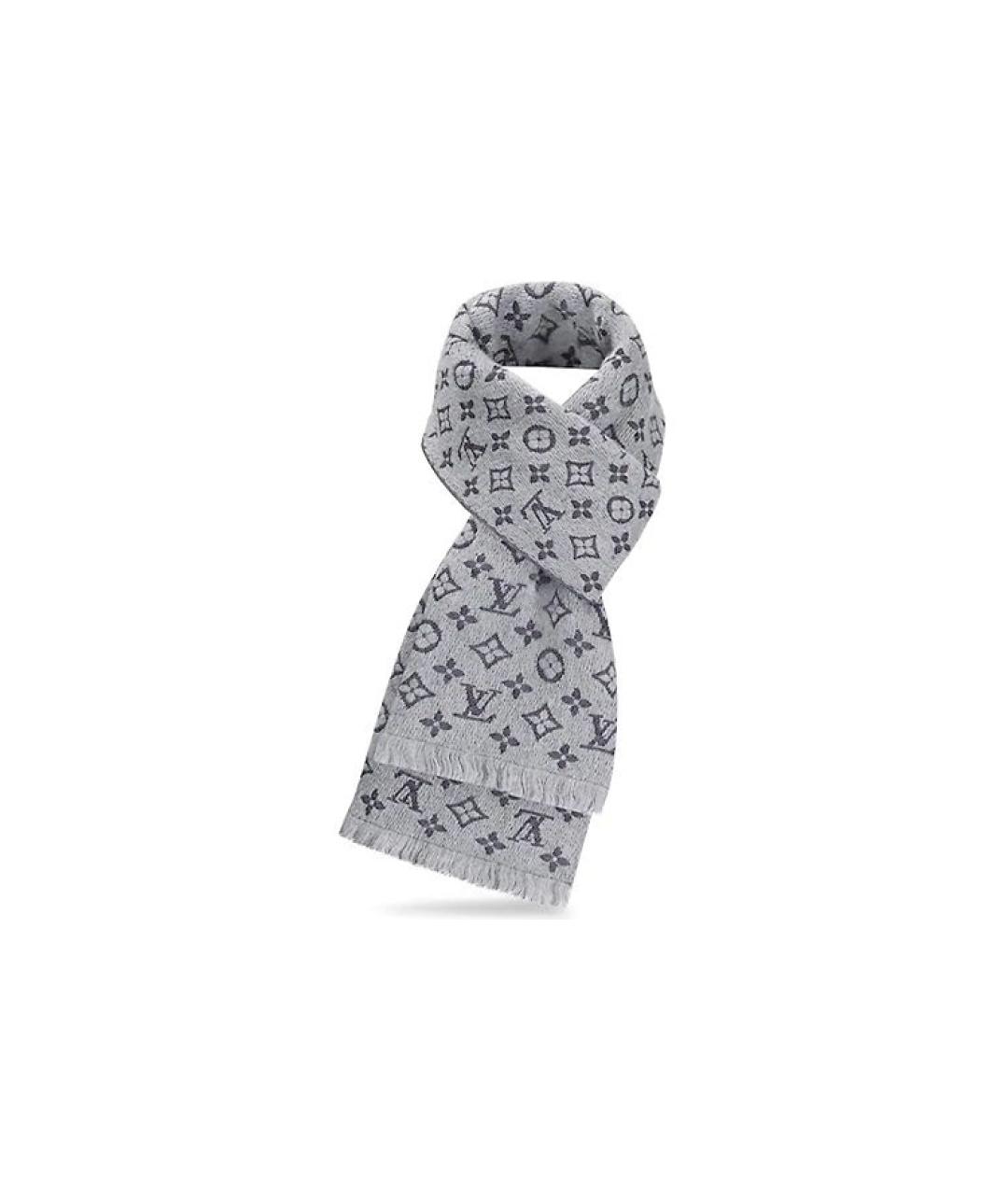 LOUIS VUITTON Серый шарф, фото 4