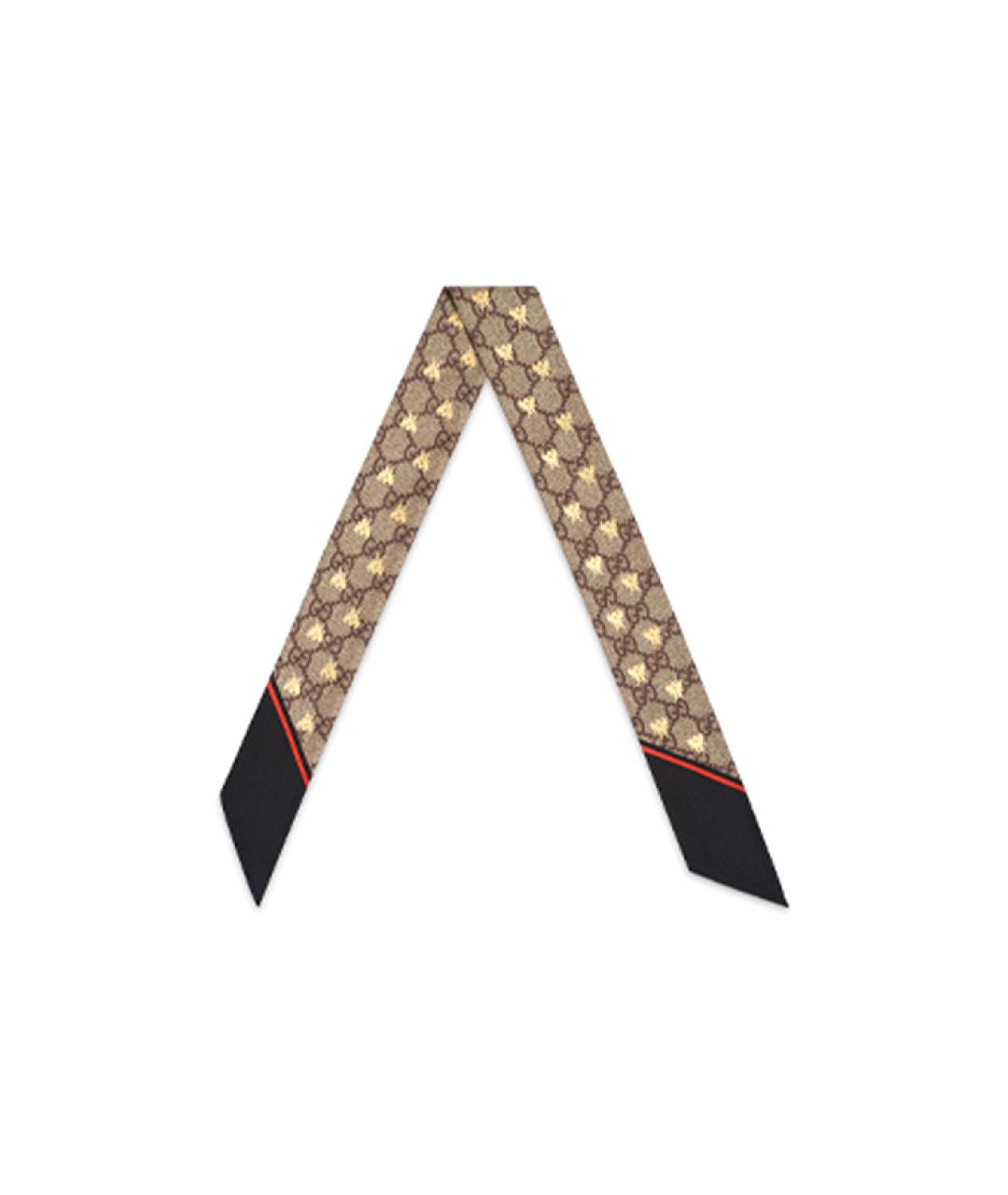 GUCCI Черный шелковый шарф, фото 5