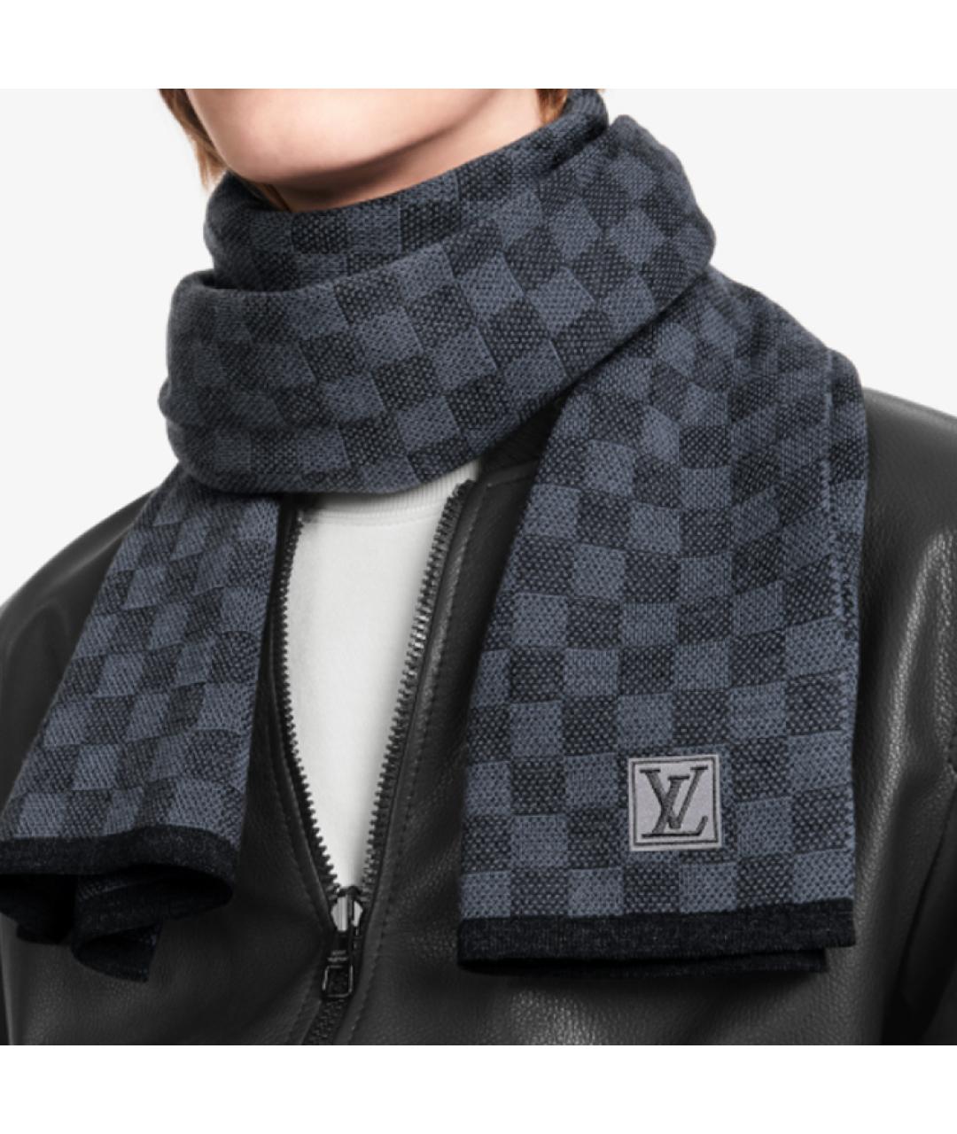 LOUIS VUITTON Серый шерстяной шарф, фото 2