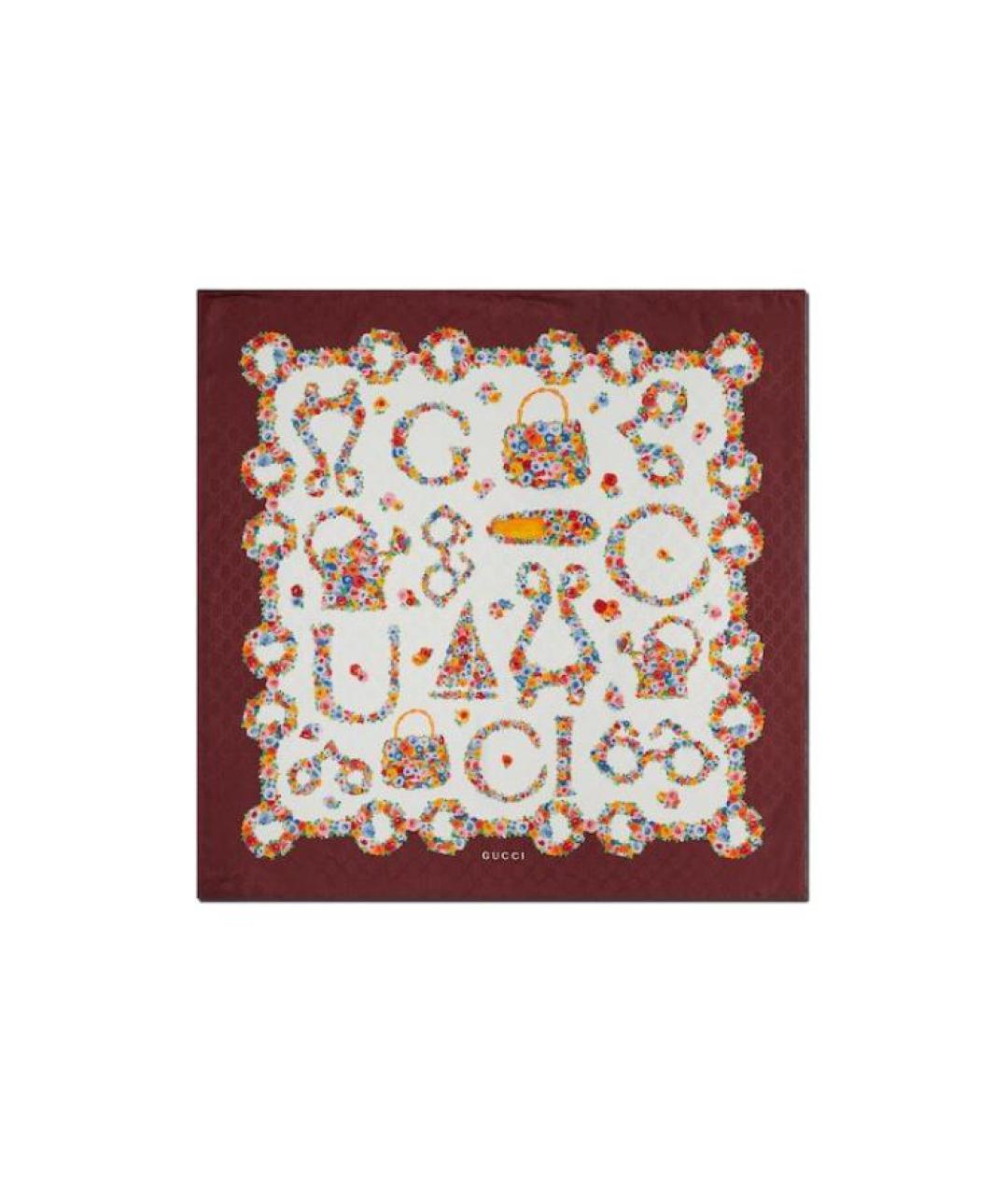 GUCCI Красный шелковый шарф, фото 3