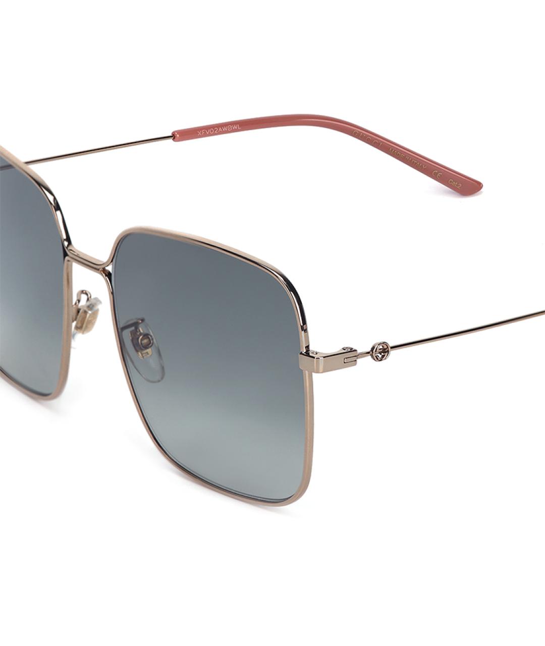 GUCCI Золотые металлические солнцезащитные очки, фото 4