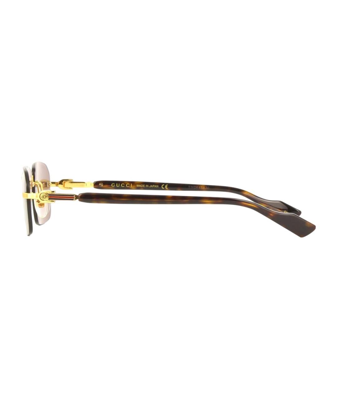 GUCCI Коричневые металлические солнцезащитные очки, фото 3