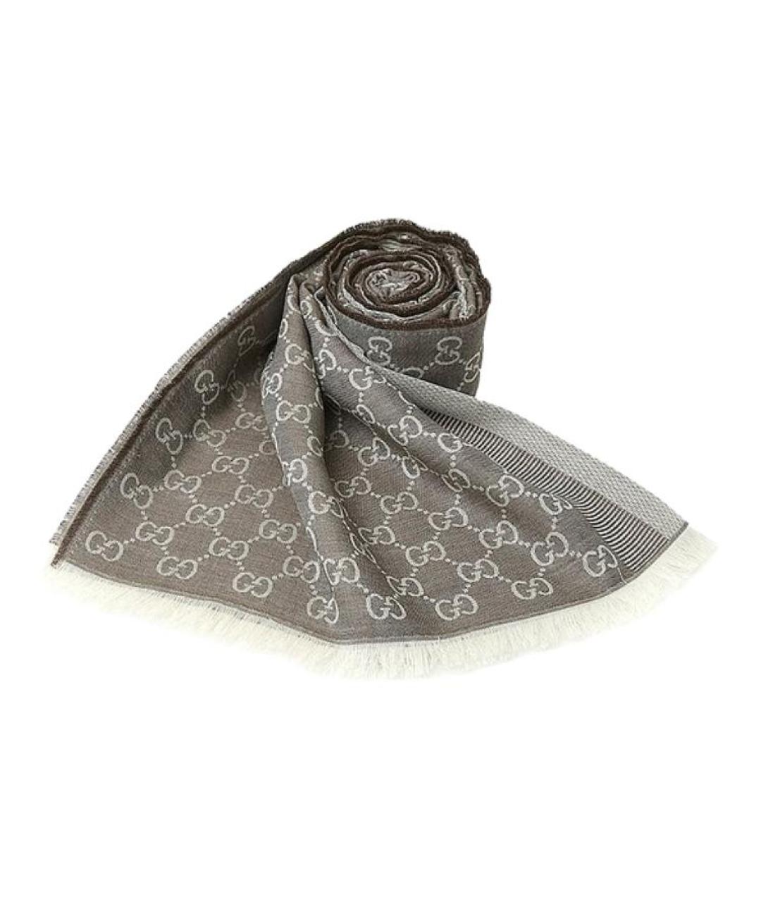 GUCCI Серый шарф, фото 3
