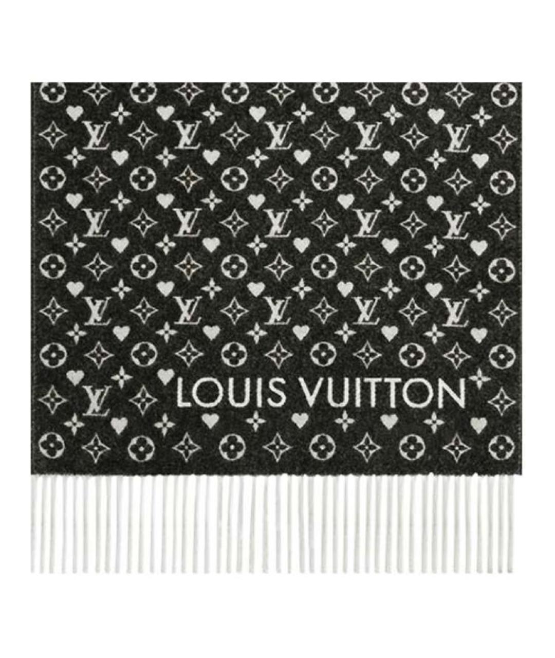 LOUIS VUITTON Черный кашемировый шарф, фото 2