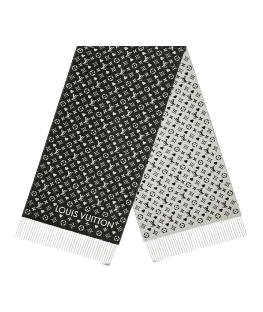 LOUIS VUITTON Черный кашемировый шарф, фото 1