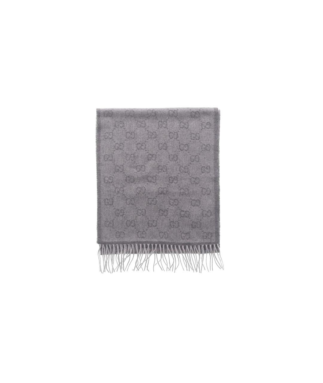 GUCCI Серый шерстяной шарф, фото 2