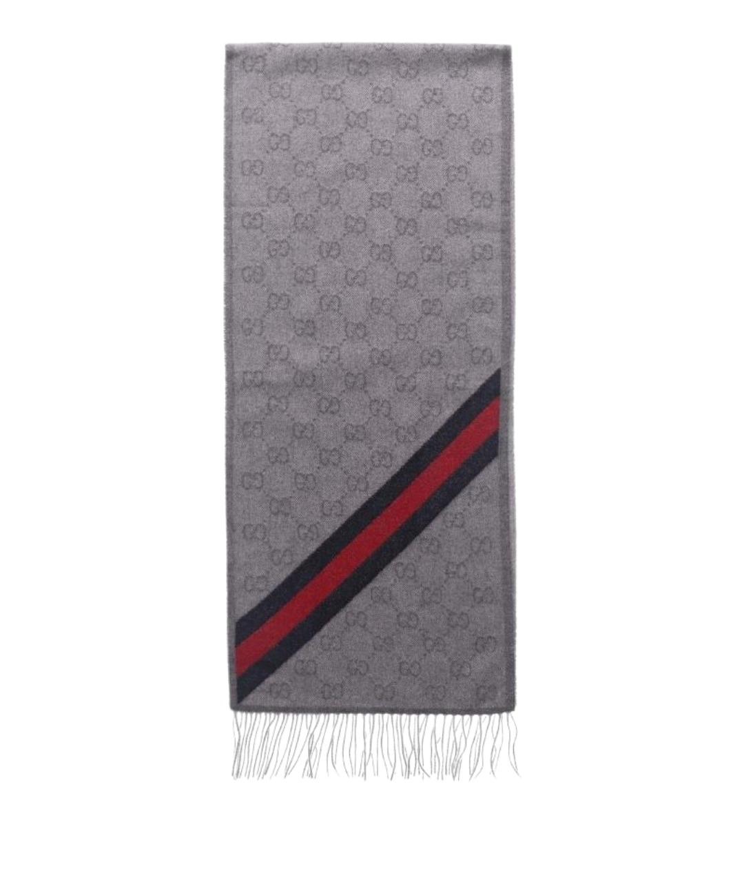 GUCCI Серый шерстяной шарф, фото 1