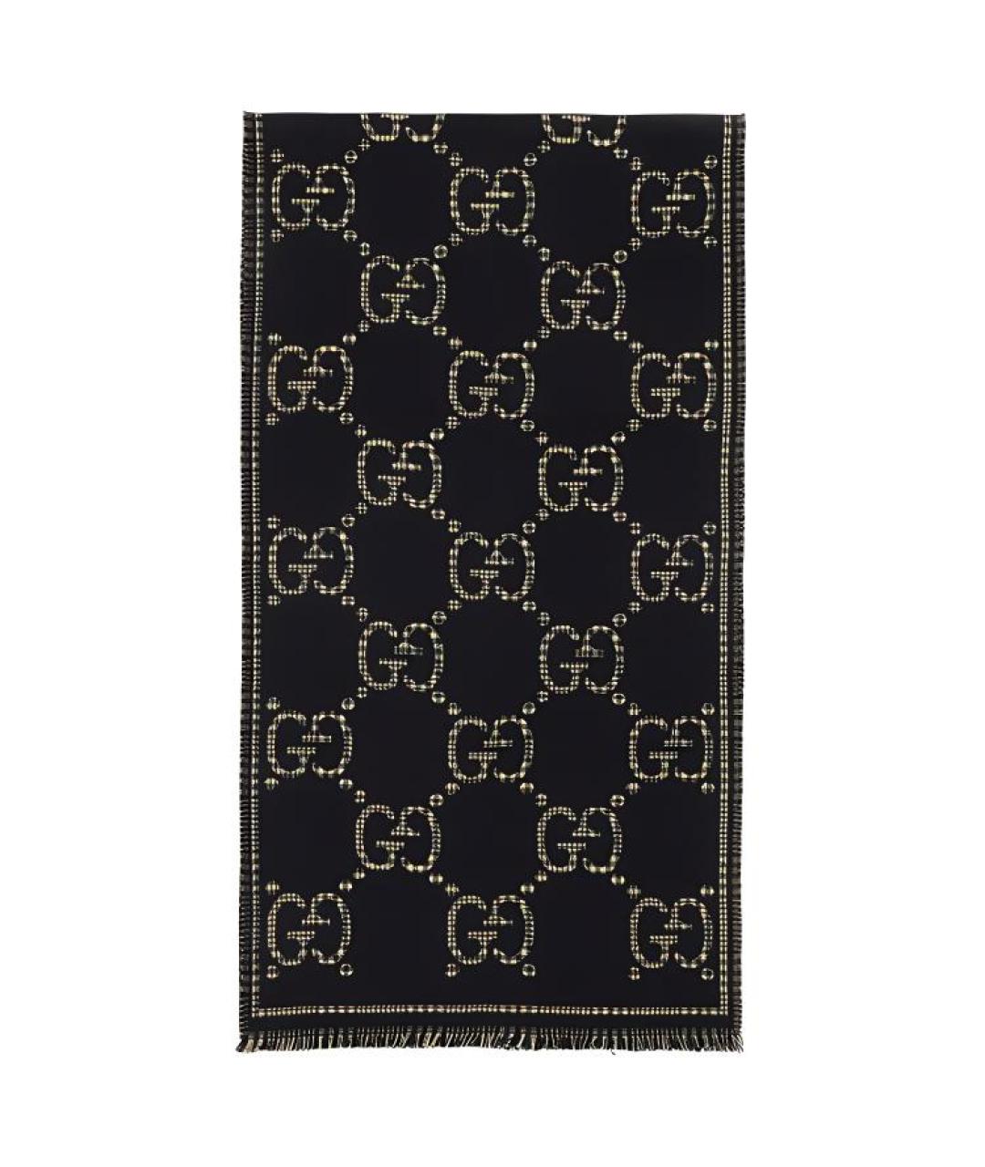 GUCCI Черный шерстяной шарф, фото 1