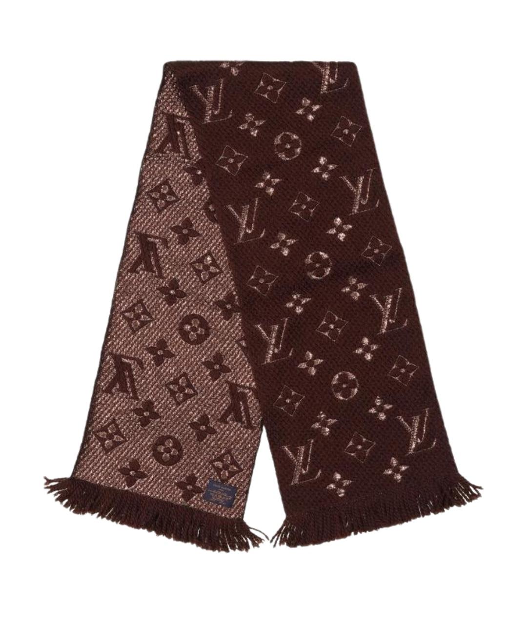 LOUIS VUITTON Коричневый шерстяной шарф, фото 1