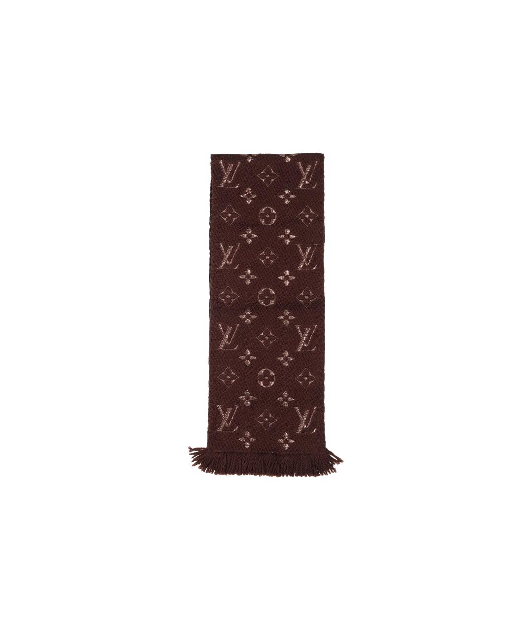 LOUIS VUITTON Коричневый шерстяной шарф, фото 2