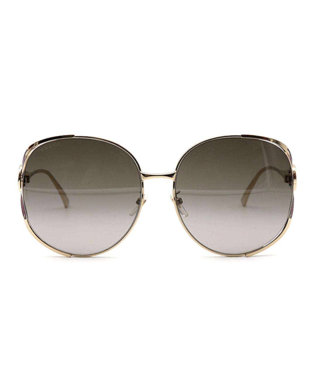 GUCCI Золотые металлические солнцезащитные очки, фото 1