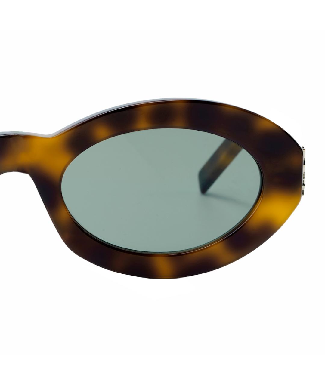 SAINT LAURENT Коричневые пластиковые солнцезащитные очки, фото 4