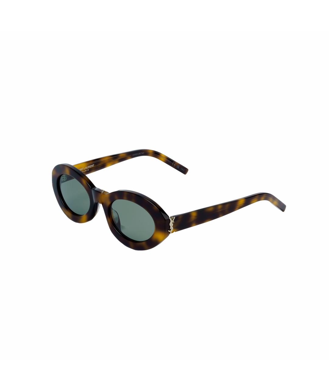 SAINT LAURENT Коричневые пластиковые солнцезащитные очки, фото 5
