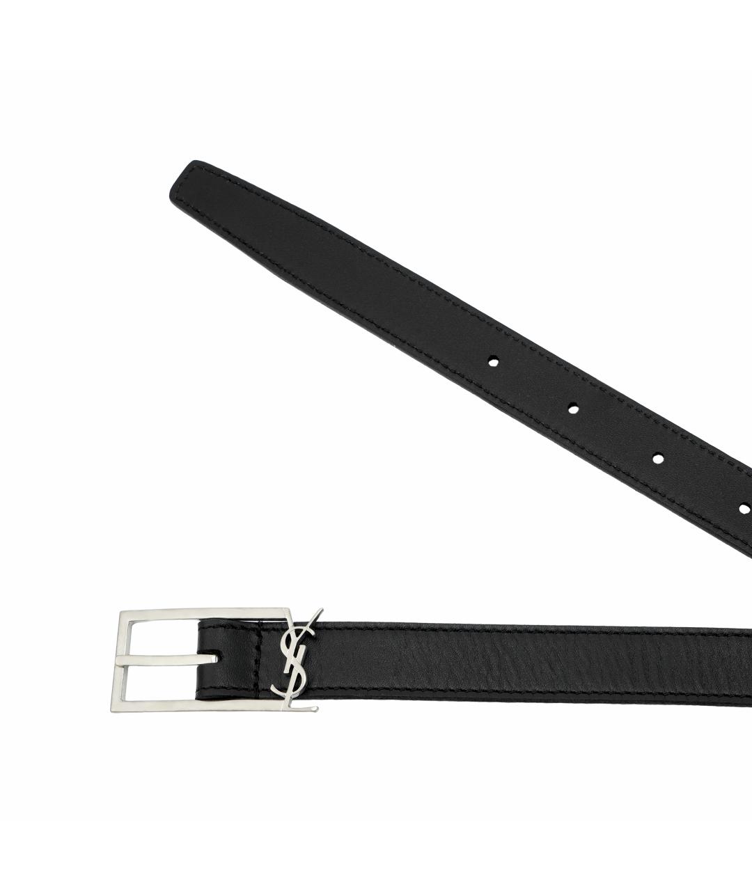 SAINT LAURENT Черный кожаный ремень, фото 4