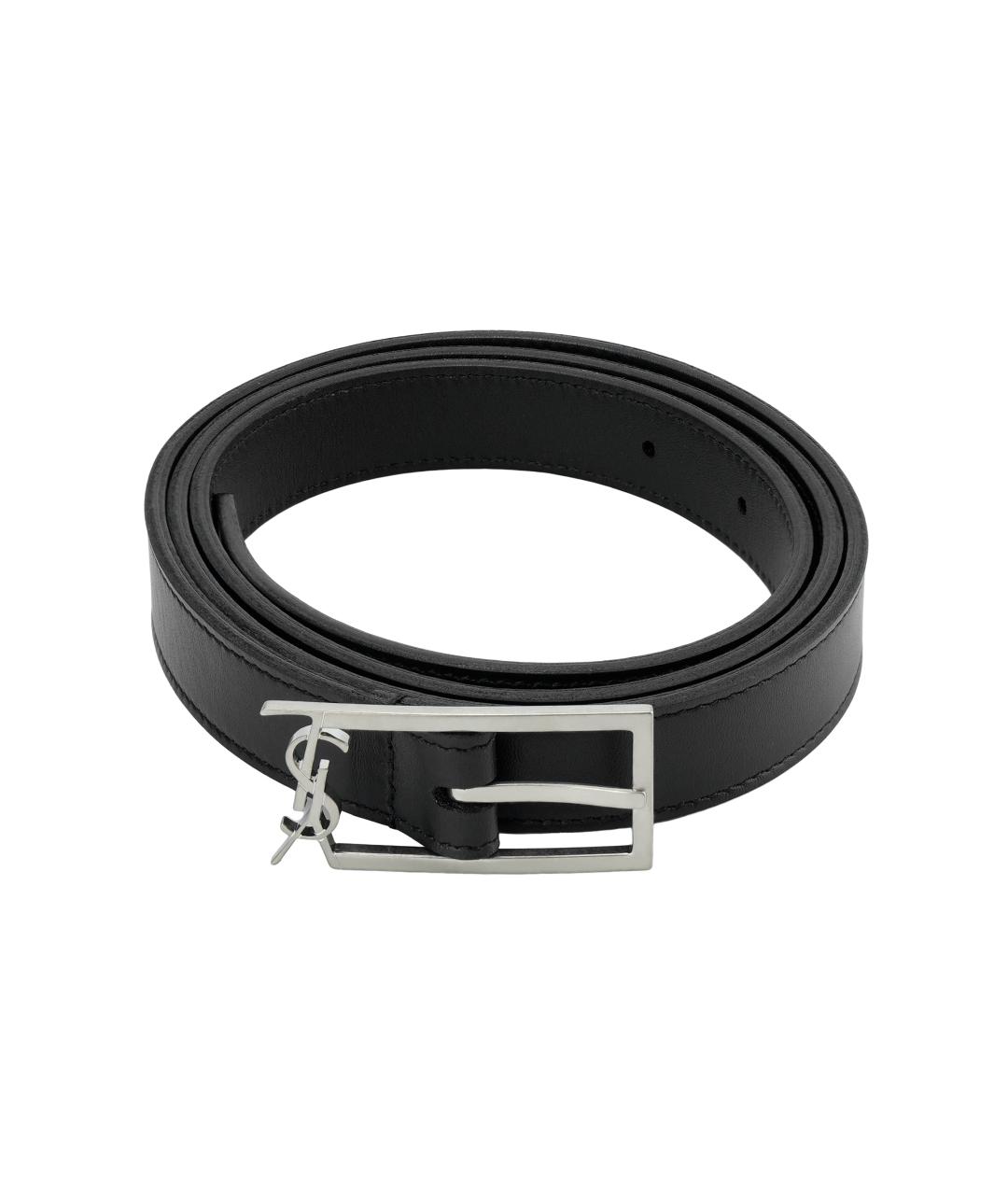 SAINT LAURENT Черный кожаный ремень, фото 3