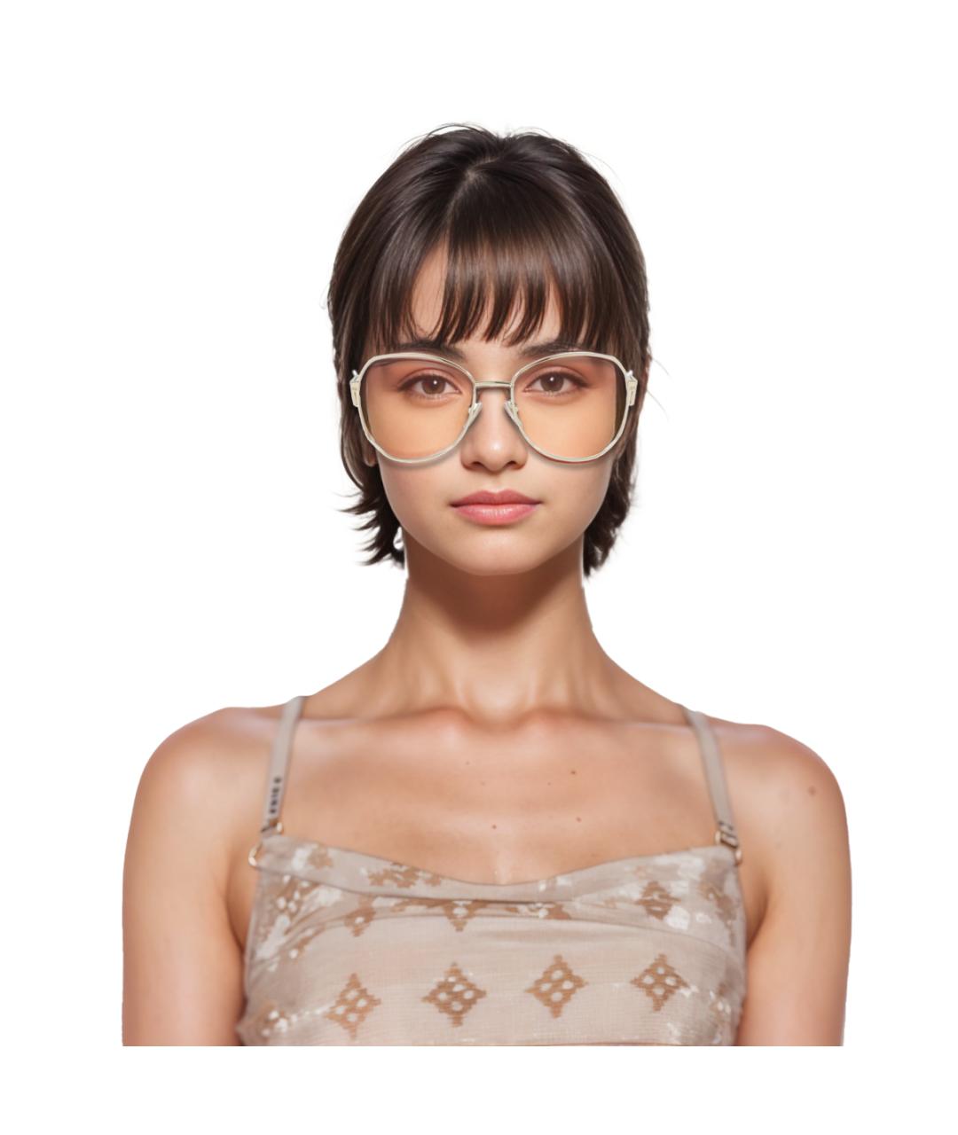 PRADA Золотые металлические солнцезащитные очки, фото 3