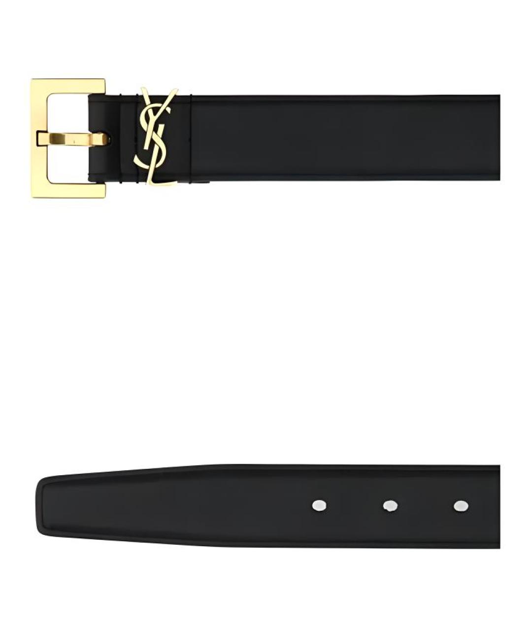 SAINT LAURENT Черный кожаный ремень, фото 2