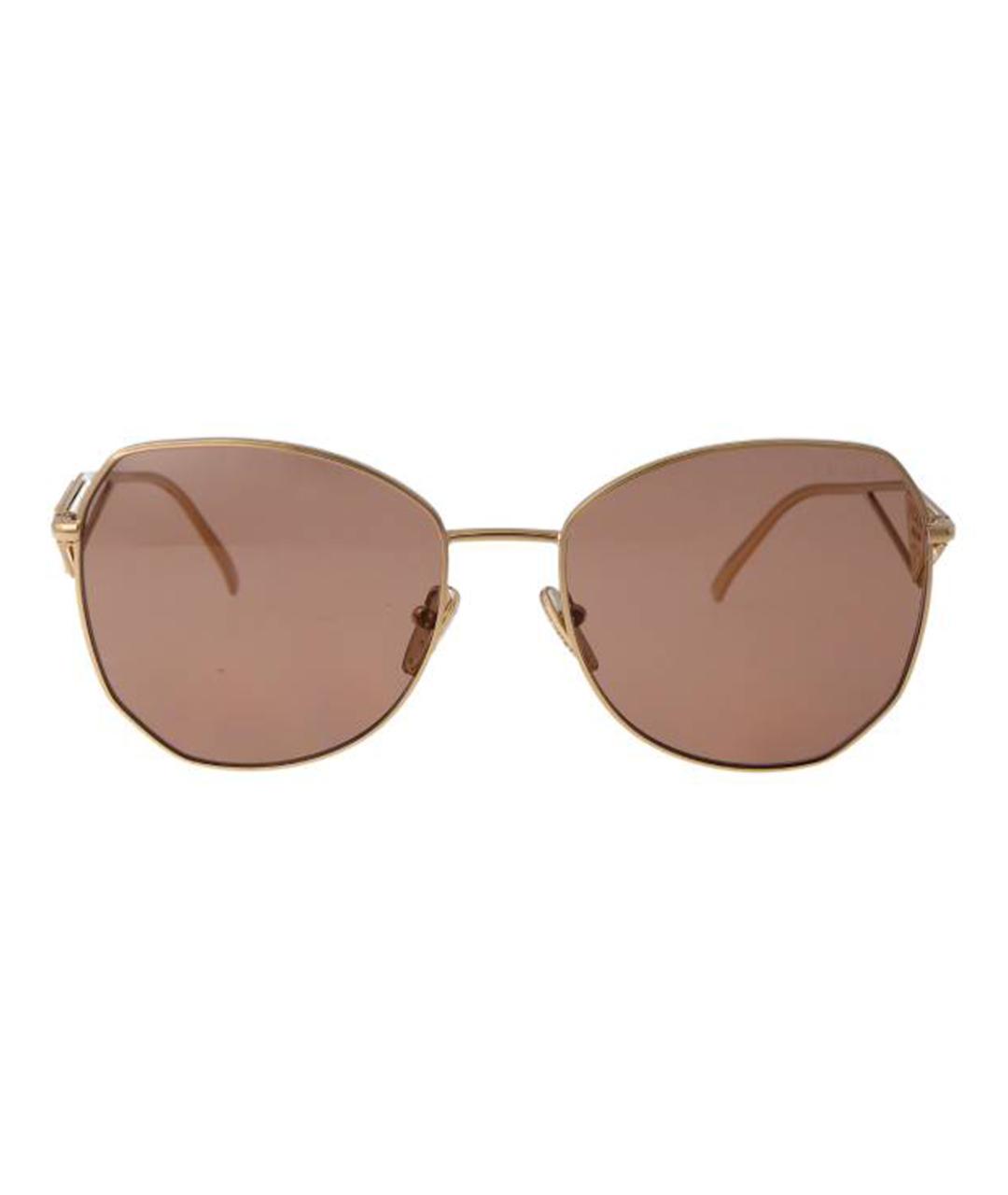 PRADA Золотые металлические солнцезащитные очки, фото 2