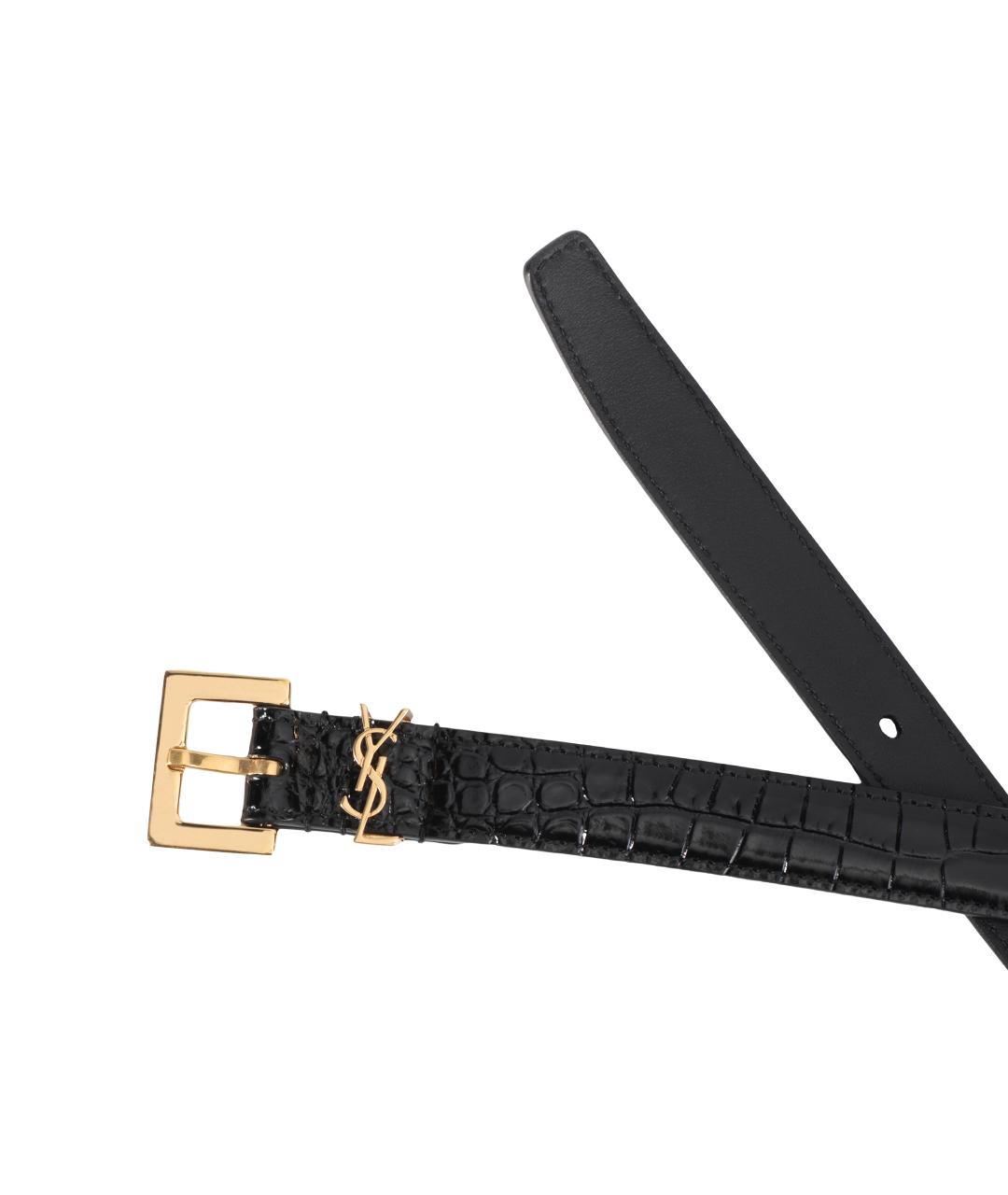 SAINT LAURENT Черный кожаный ремень, фото 4